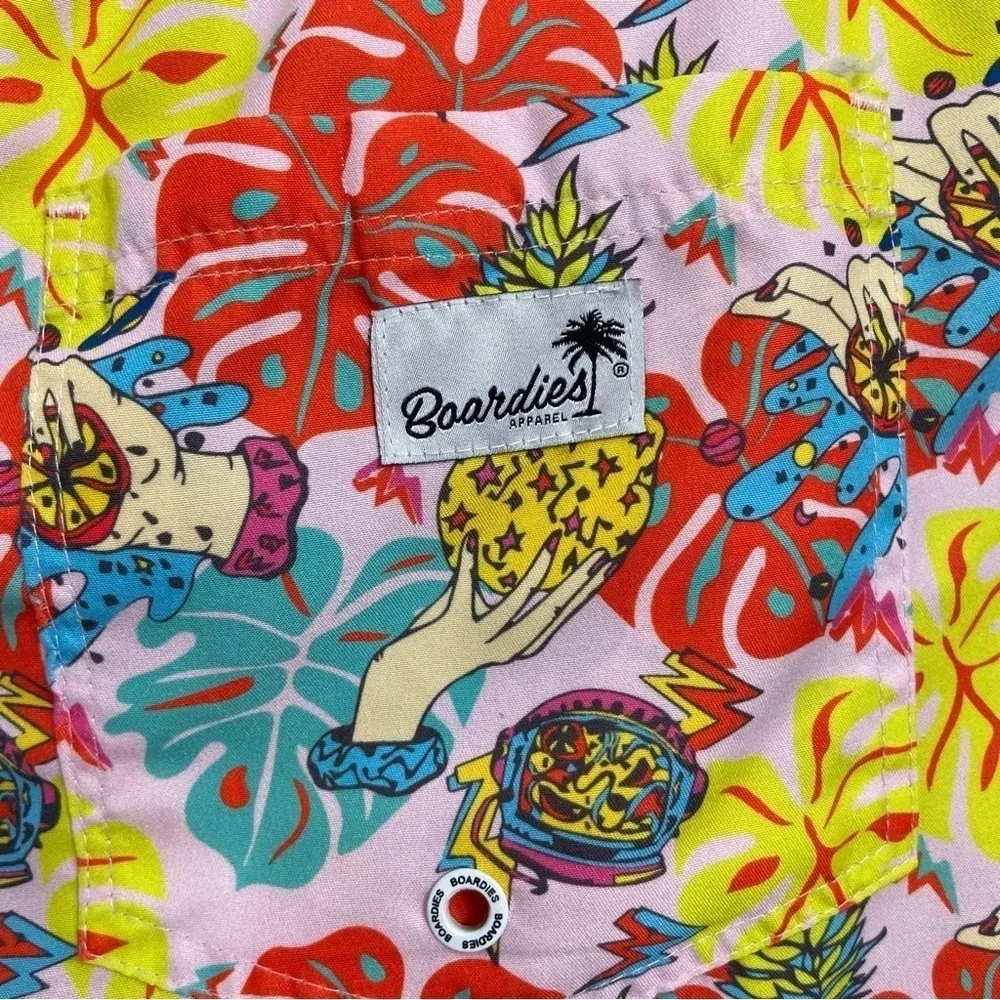 BOARDIES / Tropical Pineapple Scubba Print Swim Trunks Size L